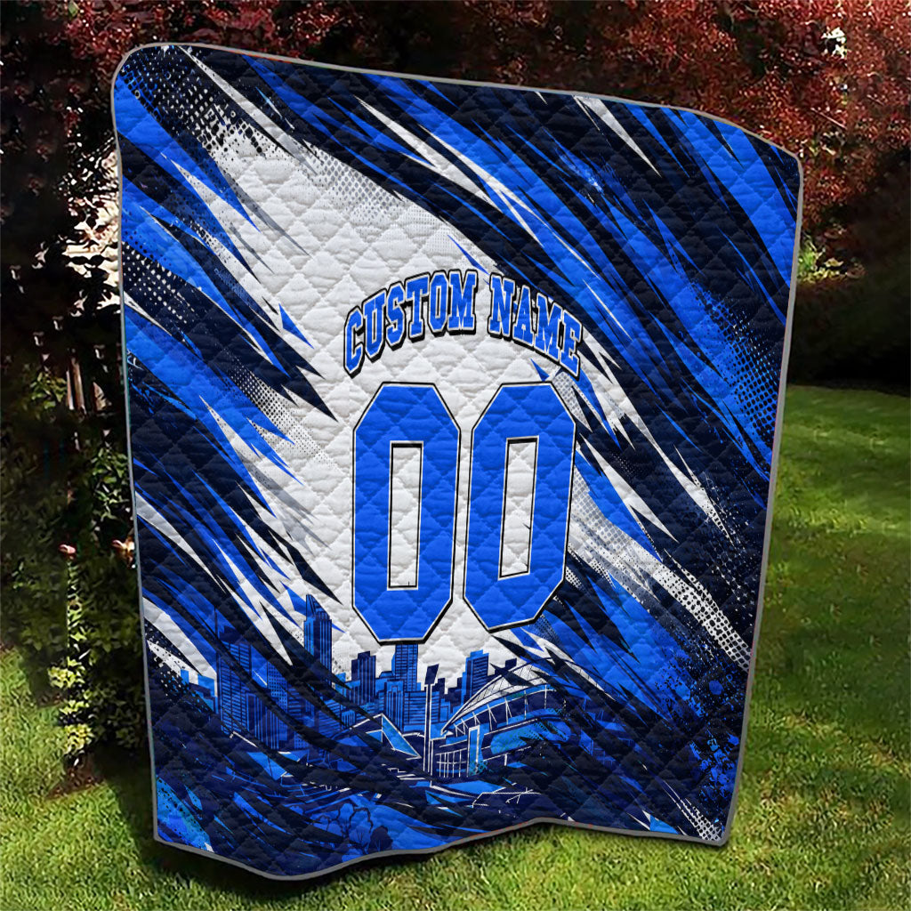 Personalised Adelaide Strikers Cricket Fan Pride Quilt Dynamic Cricket Graphic Art With Adelaide City Skyline