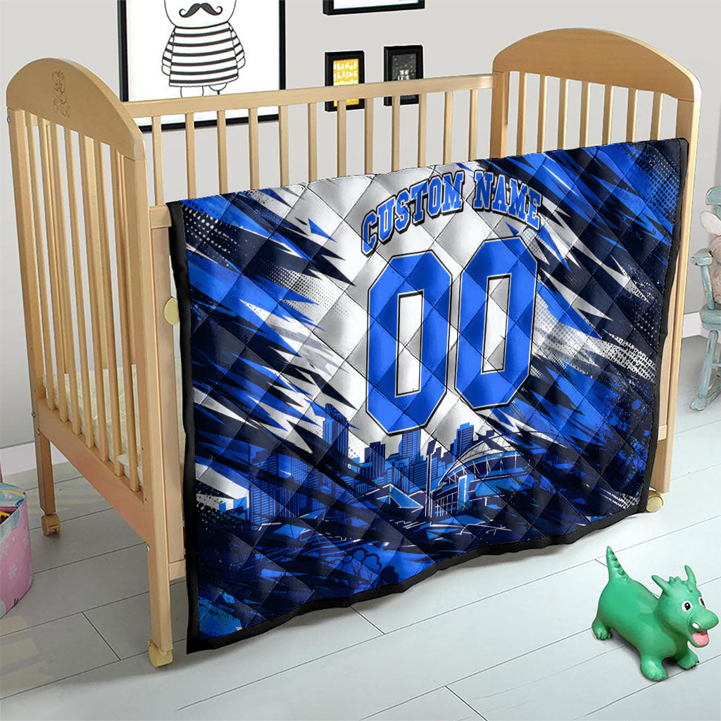 Personalised Adelaide Strikers Cricket Fan Pride Quilt Dynamic Cricket Graphic Art With Adelaide City Skyline
