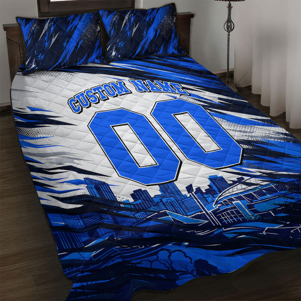 Personalised Adelaide Strikers Cricket Fan Pride Quilt Bed Set Dynamic Cricket Graphic Art With Adelaide City Skyline
