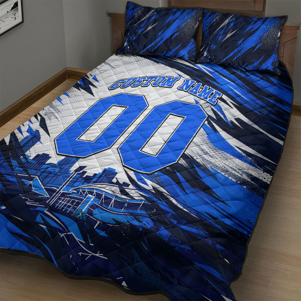 Personalised Adelaide Strikers Cricket Fan Pride Quilt Bed Set Dynamic Cricket Graphic Art With Adelaide City Skyline