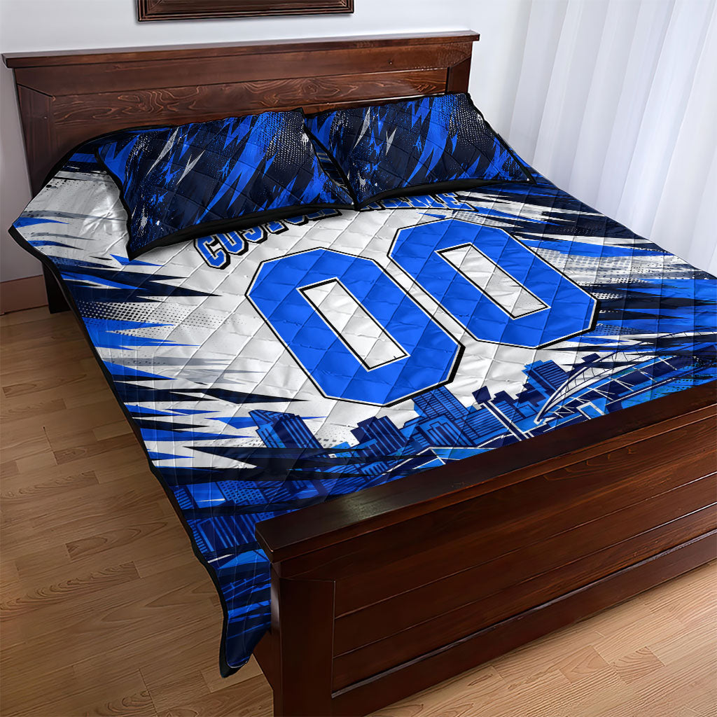 Personalised Adelaide Strikers Cricket Fan Pride Quilt Bed Set Dynamic Cricket Graphic Art With Adelaide City Skyline