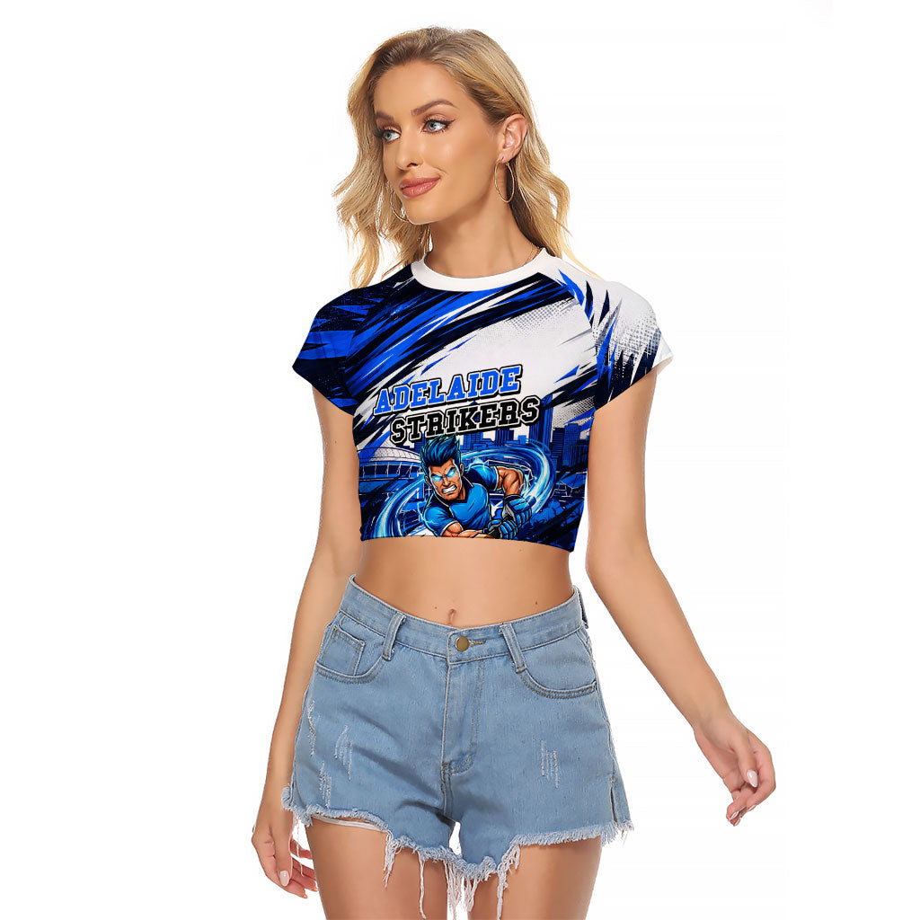 Personalised Adelaide Strikers Cricket Fan Pride Raglan Cropped T Shirt Dynamic Cricket Graphic Art With Adelaide City Skyline