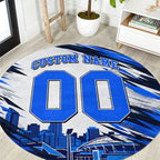 Personalised Adelaide Strikers Cricket Fan Pride Round Carpet Dynamic Cricket Graphic Art With Adelaide City Skyline