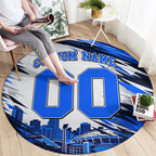 Personalised Adelaide Strikers Cricket Fan Pride Round Carpet Dynamic Cricket Graphic Art With Adelaide City Skyline