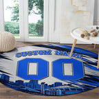 Personalised Adelaide Strikers Cricket Fan Pride Round Carpet Dynamic Cricket Graphic Art With Adelaide City Skyline