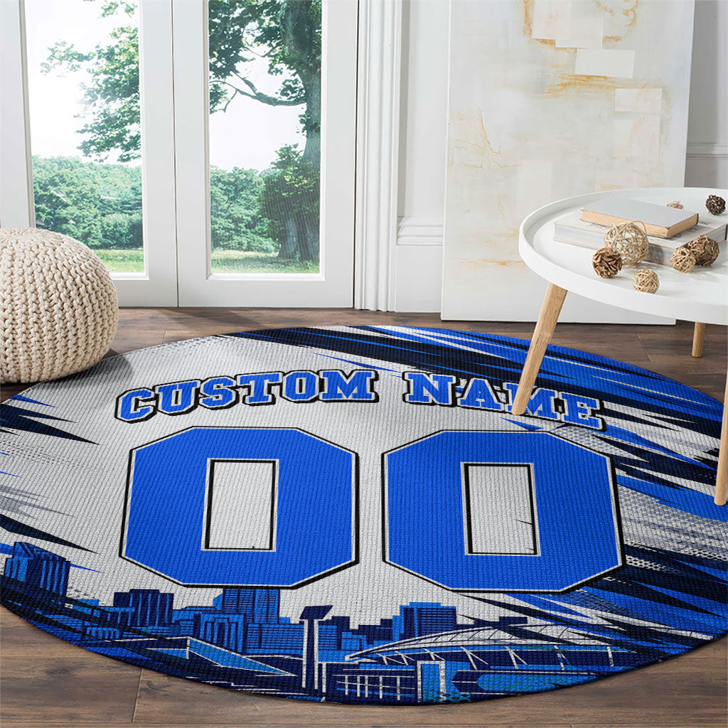 Personalised Adelaide Strikers Cricket Fan Pride Round Carpet Dynamic Cricket Graphic Art With Adelaide City Skyline