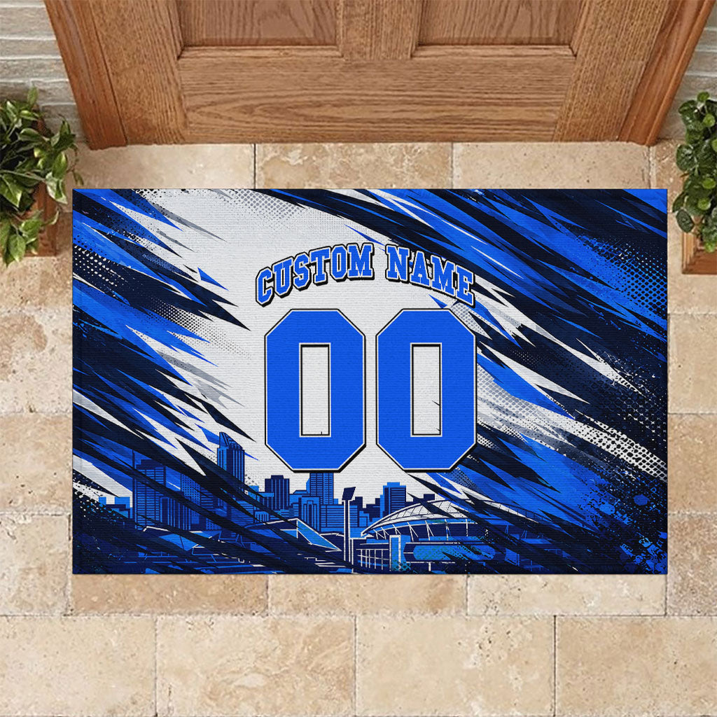 Personalised Adelaide Strikers Cricket Fan Pride Rubber Doormat Dynamic Cricket Graphic Art With Adelaide City Skyline