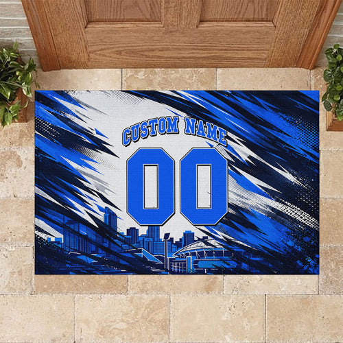 Personalised Adelaide Strikers Cricket Fan Pride Rubber Doormat Dynamic Cricket Graphic Art With Adelaide City Skyline