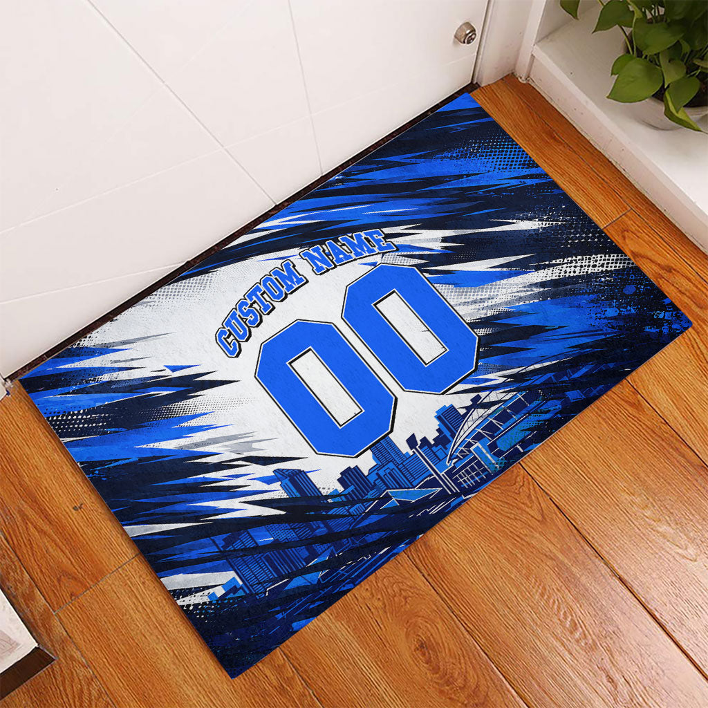 Personalised Adelaide Strikers Cricket Fan Pride Rubber Doormat Dynamic Cricket Graphic Art With Adelaide City Skyline