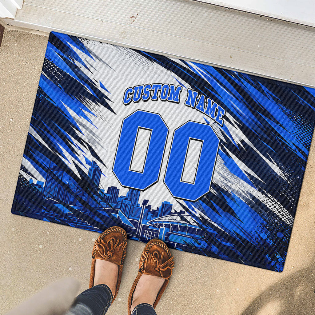 Personalised Adelaide Strikers Cricket Fan Pride Rubber Doormat Dynamic Cricket Graphic Art With Adelaide City Skyline