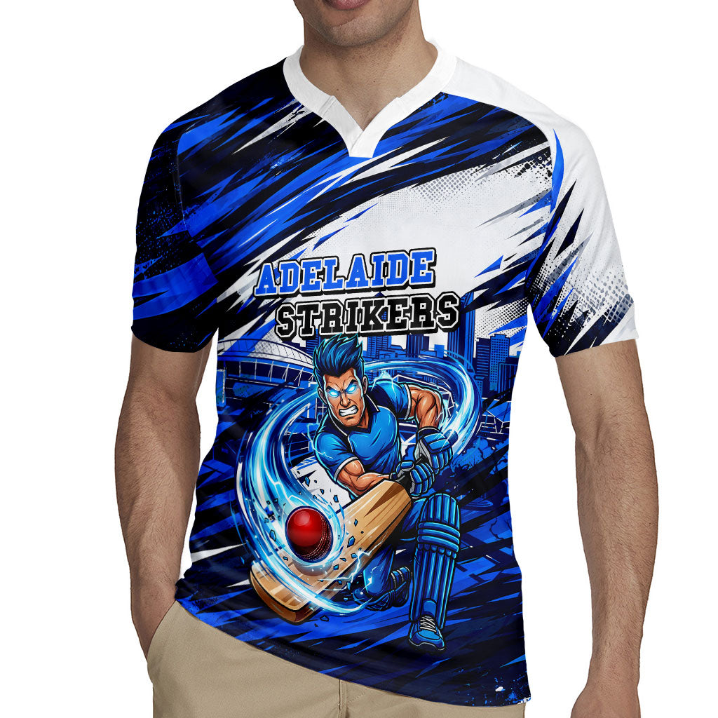 Personalised Adelaide Strikers Cricket Fan Pride Rugby Jersey Dynamic Cricket Graphic Art With Adelaide City Skyline