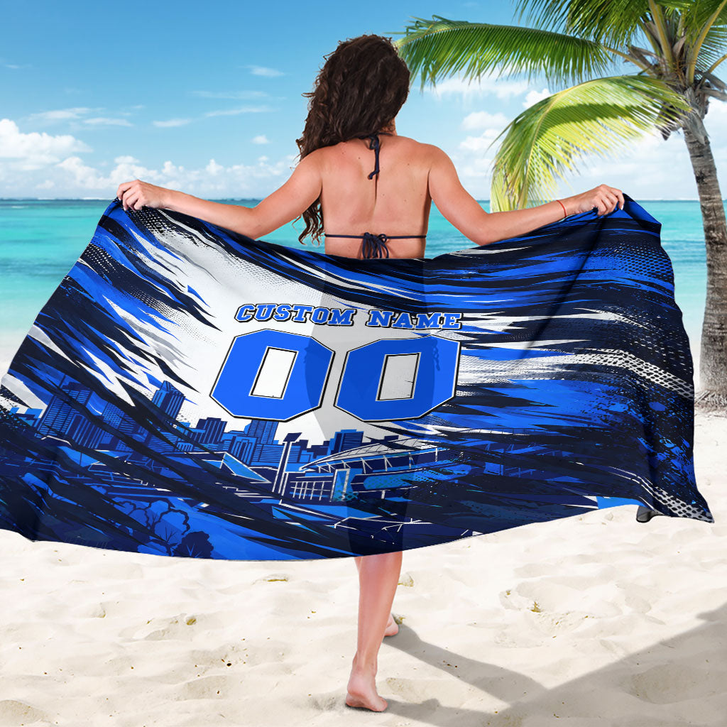 Personalised Adelaide Strikers Cricket Fan Pride Sarong Dynamic Cricket Graphic Art With Adelaide City Skyline