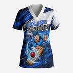 Personalised Adelaide Strikers Cricket Fan Pride Scrub Top Dynamic Cricket Graphic Art With Adelaide City Skyline