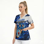 Personalised Adelaide Strikers Cricket Fan Pride Scrub Top Dynamic Cricket Graphic Art With Adelaide City Skyline