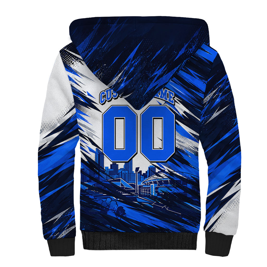 Personalised Adelaide Strikers Cricket Fan Pride Sherpa Hoodie Dynamic Cricket Graphic Art With Adelaide City Skyline
