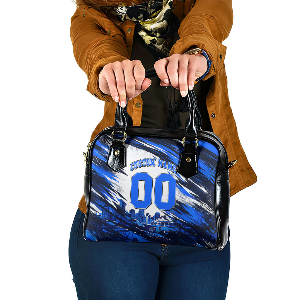Personalised Adelaide Strikers Cricket Fan Pride Shoulder Handbag Dynamic Cricket Graphic Art With Adelaide City Skyline
