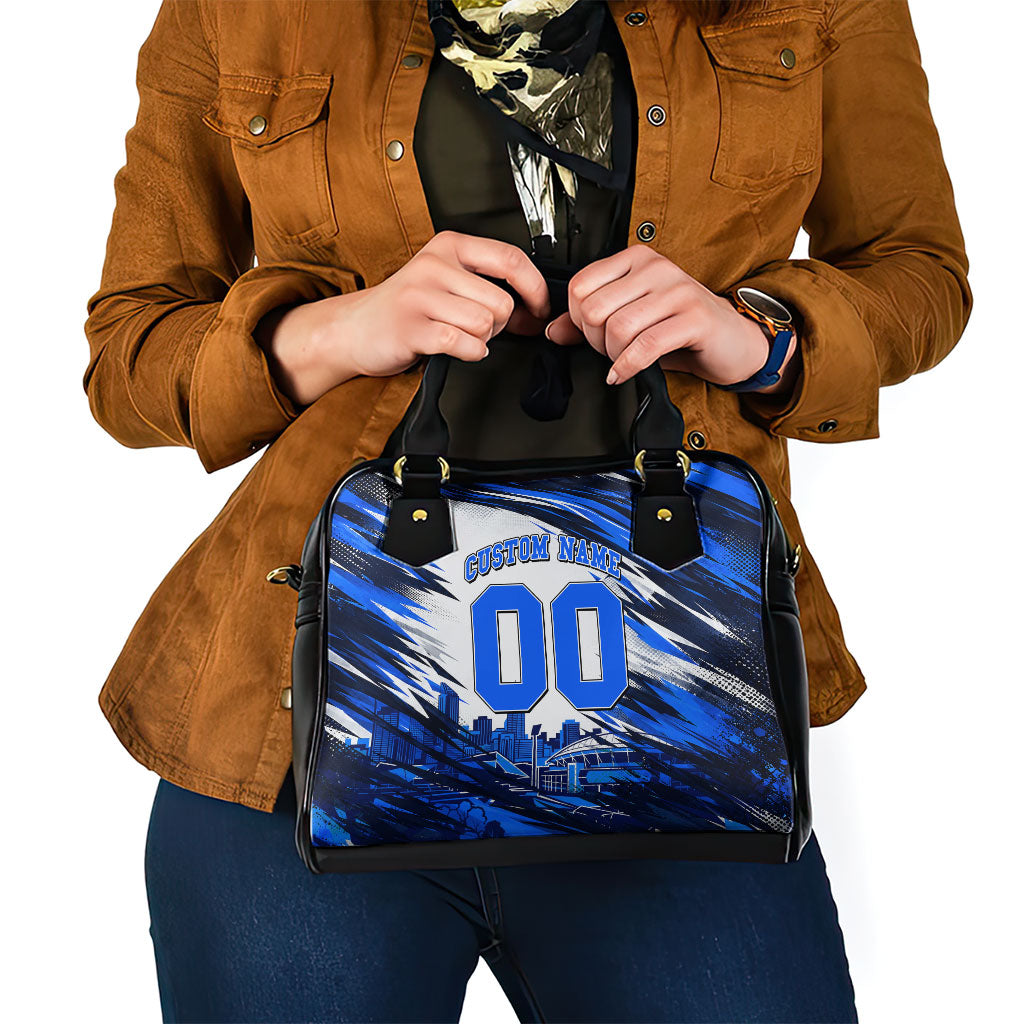 Personalised Adelaide Strikers Cricket Fan Pride Shoulder Handbag Dynamic Cricket Graphic Art With Adelaide City Skyline