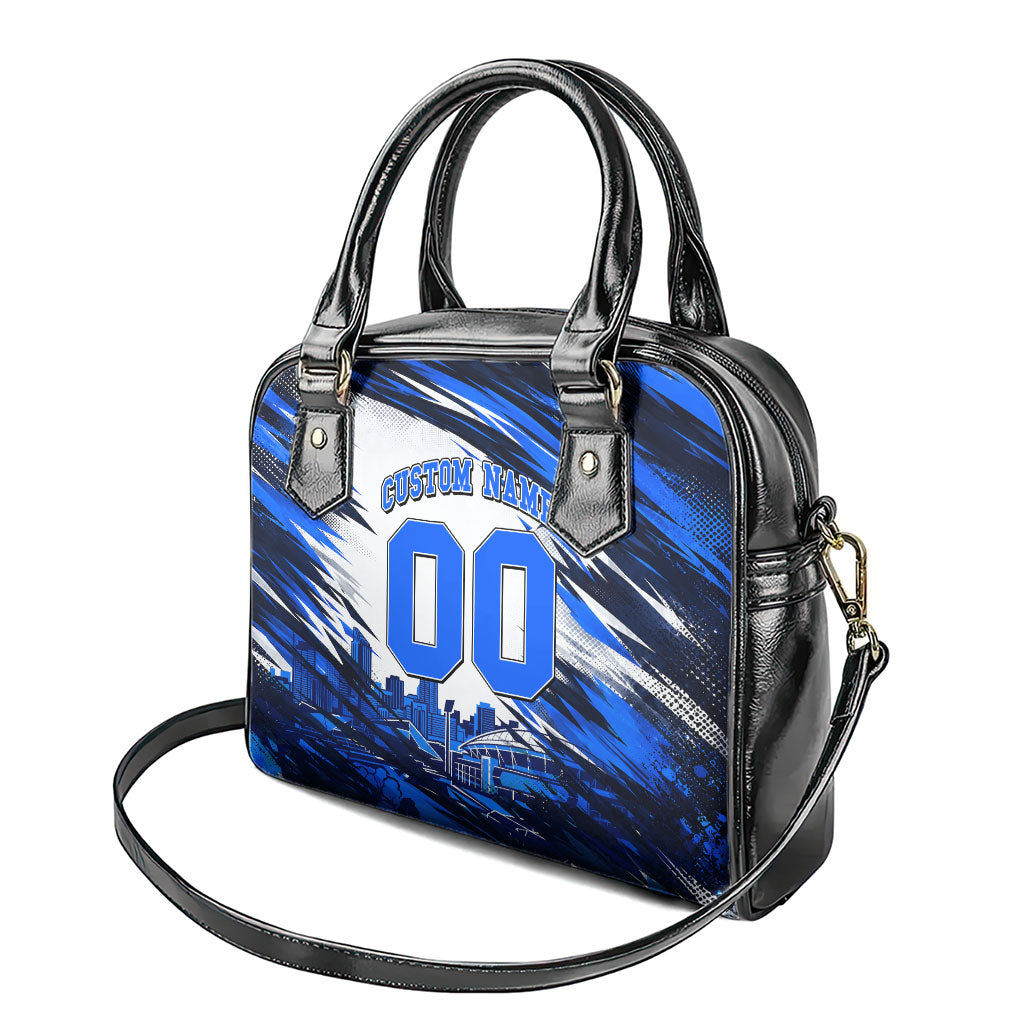 Personalised Adelaide Strikers Cricket Fan Pride Shoulder Handbag Dynamic Cricket Graphic Art With Adelaide City Skyline