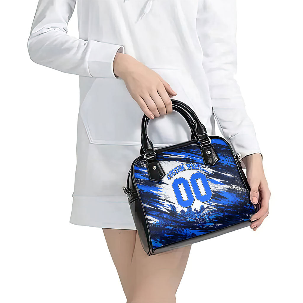 Personalised Adelaide Strikers Cricket Fan Pride Shoulder Handbag Dynamic Cricket Graphic Art With Adelaide City Skyline
