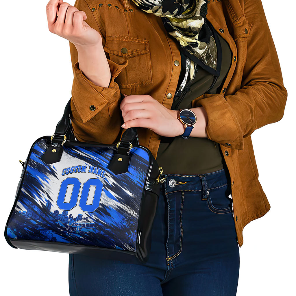 Personalised Adelaide Strikers Cricket Fan Pride Shoulder Handbag Dynamic Cricket Graphic Art With Adelaide City Skyline