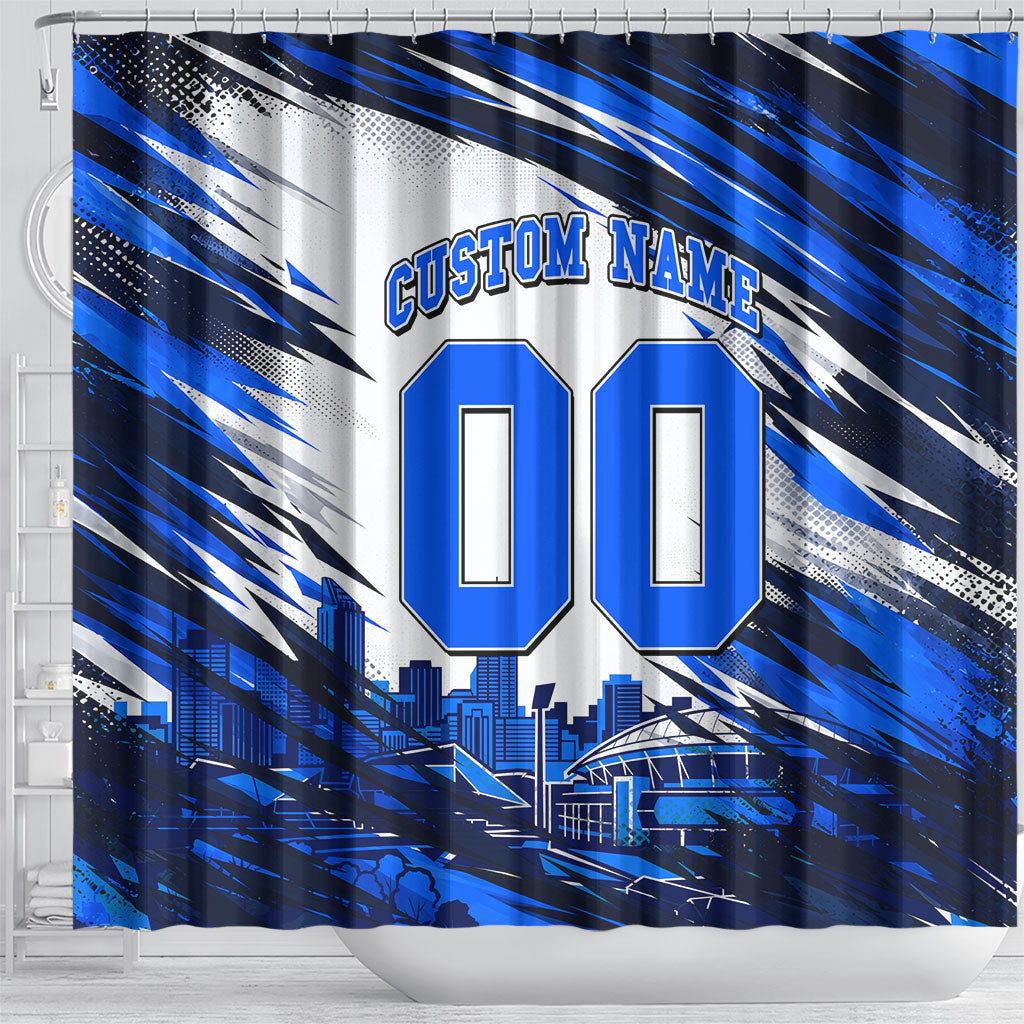 Personalised Adelaide Strikers Cricket Fan Pride Shower Curtain Dynamic Cricket Graphic Art With Adelaide City Skyline