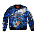 Personalised Adelaide Strikers Cricket Fan Pride Sleeve Zip Bomber Jacket Dynamic Cricket Graphic Art With Adelaide City Skyline