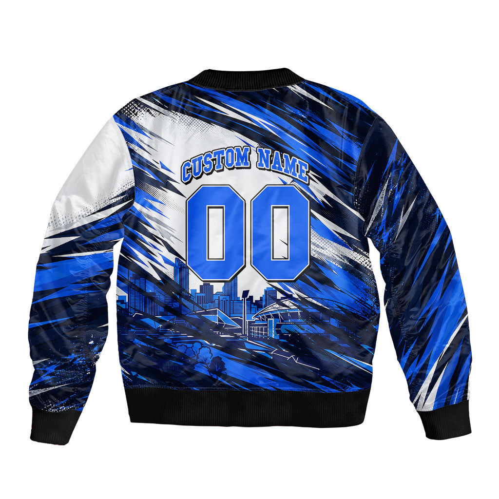 Personalised Adelaide Strikers Cricket Fan Pride Sleeve Zip Bomber Jacket Dynamic Cricket Graphic Art With Adelaide City Skyline