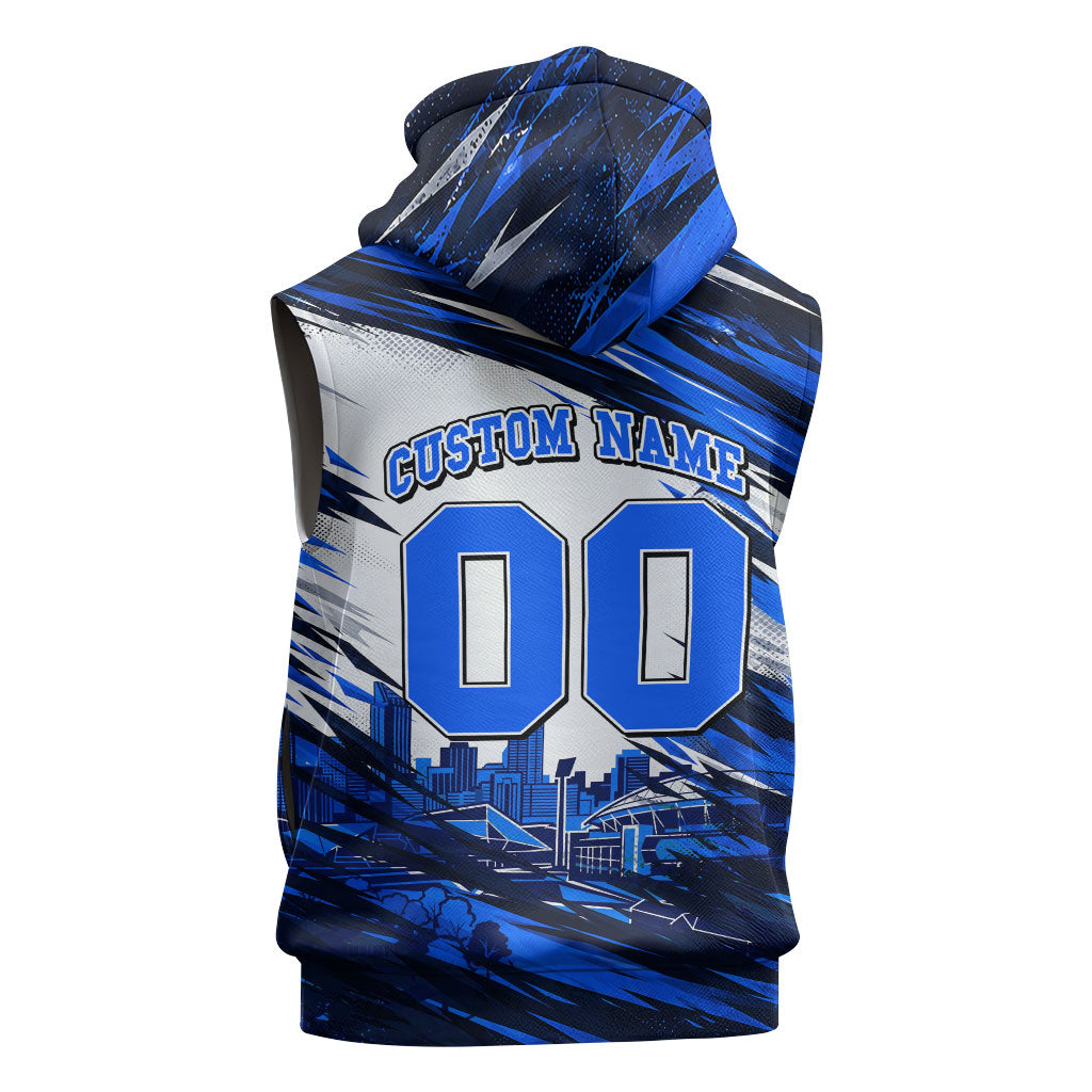 Personalised Adelaide Strikers Cricket Fan Pride Sleeveless Hoodie Dynamic Cricket Graphic Art With Adelaide City Skyline