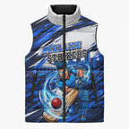Personalised Adelaide Strikers Cricket Fan Pride Sleeveless Puffer Jacket Dynamic Cricket Graphic Art With Adelaide City Skyline