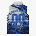 Personalised Adelaide Strikers Cricket Fan Pride Sleeveless Puffer Jacket Dynamic Cricket Graphic Art With Adelaide City Skyline