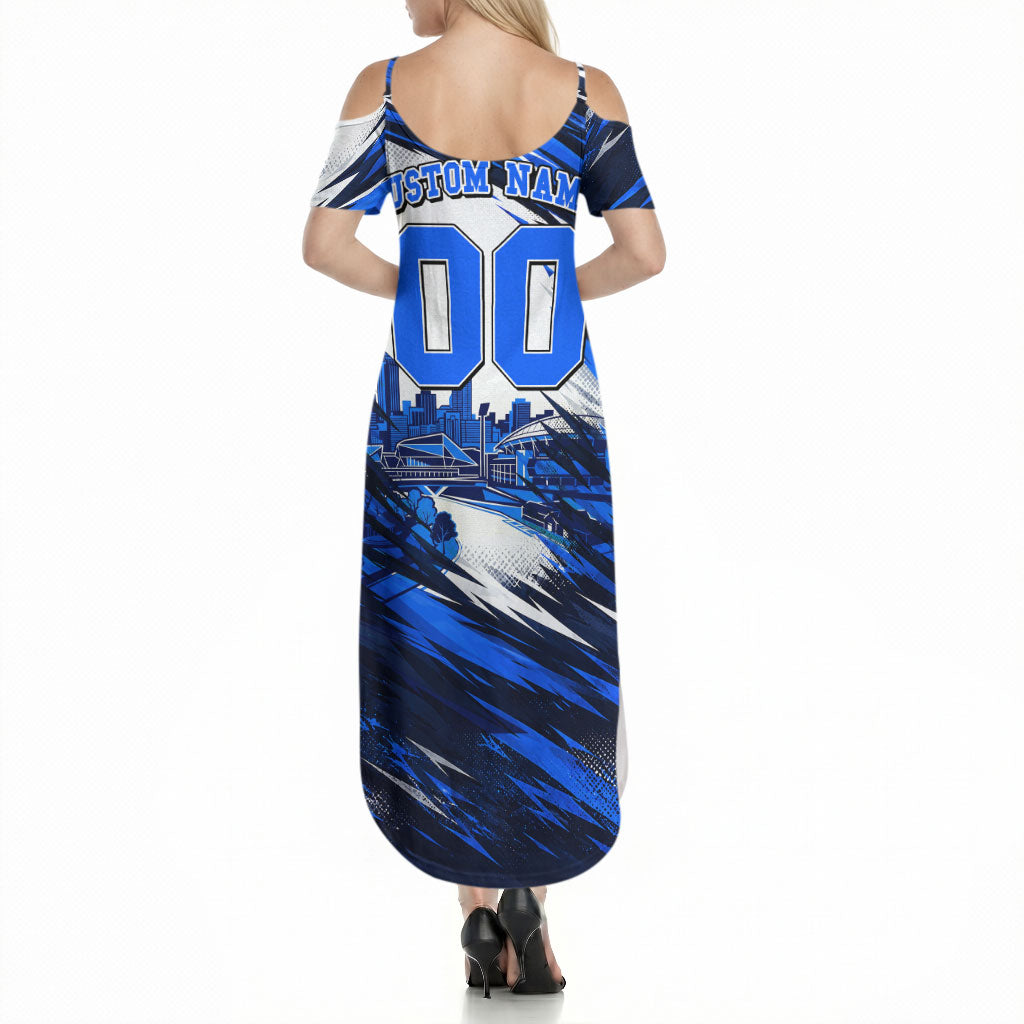 Personalised Adelaide Strikers Cricket Fan Pride Summer Maxi Dress Dynamic Cricket Graphic Art With Adelaide City Skyline