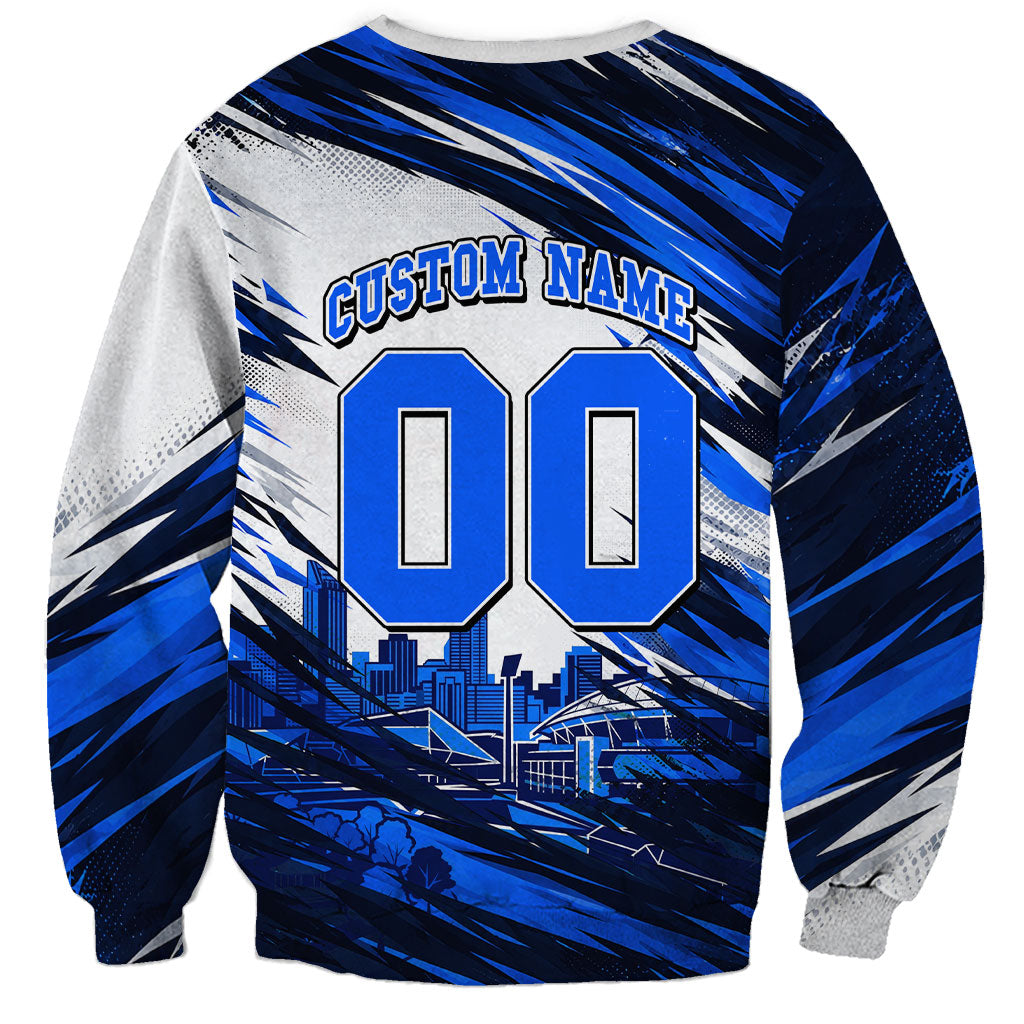 Personalised Adelaide Strikers Cricket Fan Pride Sweatshirt Dynamic Cricket Graphic Art With Adelaide City Skyline