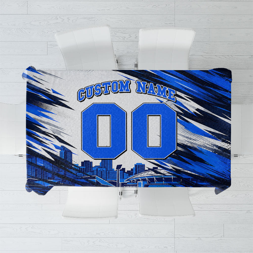Personalised Adelaide Strikers Cricket Fan Pride Tablecloth Dynamic Cricket Graphic Art With Adelaide City Skyline