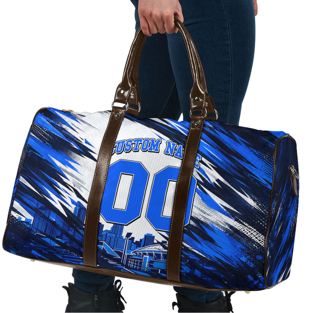 Personalised Adelaide Strikers Cricket Fan Pride Travel Bag Dynamic Cricket Graphic Art With Adelaide City Skyline