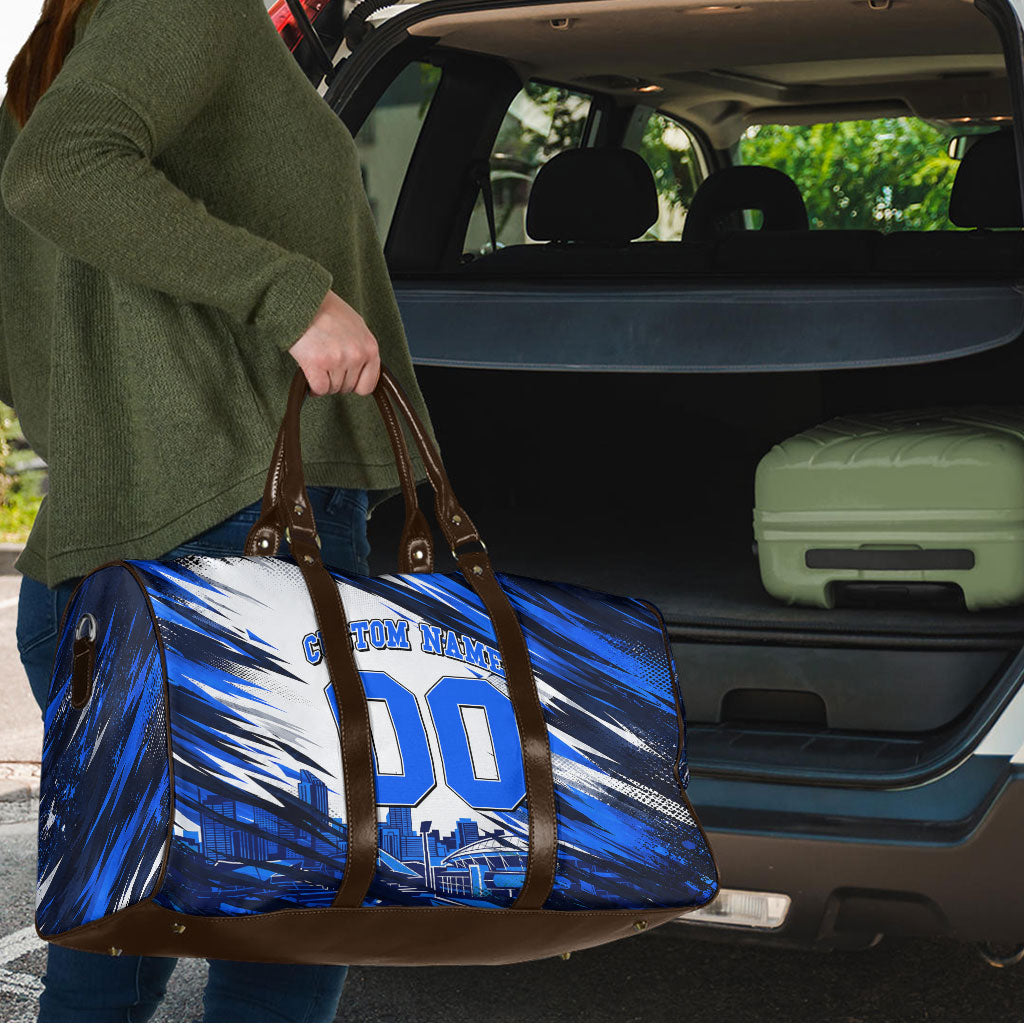 Personalised Adelaide Strikers Cricket Fan Pride Travel Bag Dynamic Cricket Graphic Art With Adelaide City Skyline
