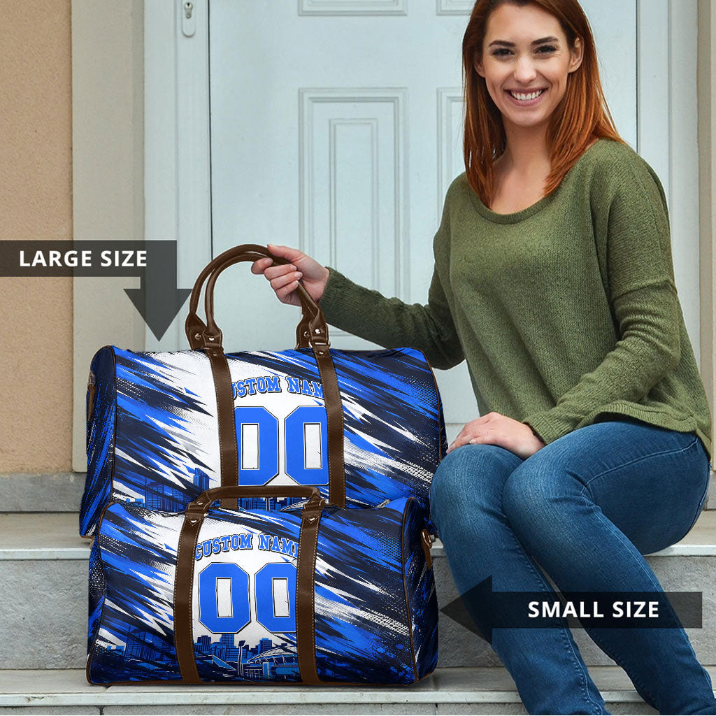 Personalised Adelaide Strikers Cricket Fan Pride Travel Bag Dynamic Cricket Graphic Art With Adelaide City Skyline
