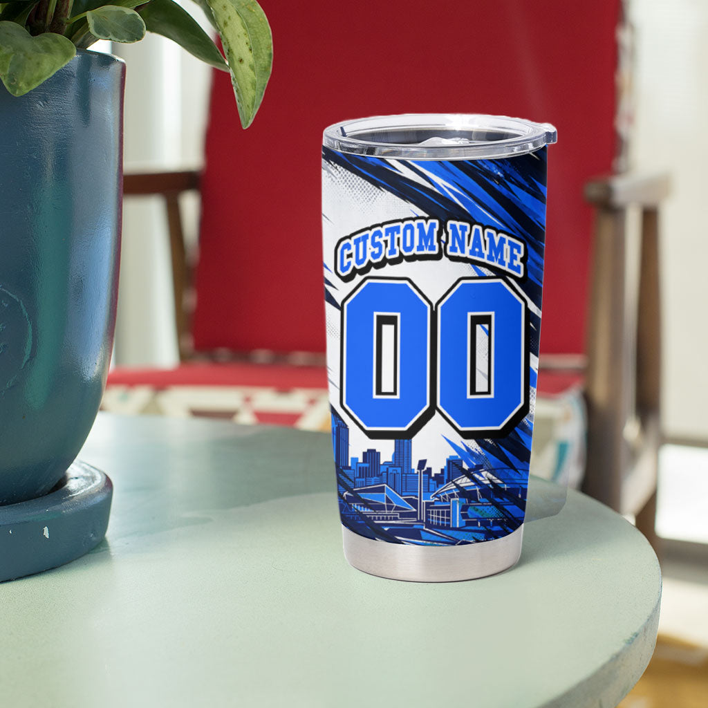 Personalised Adelaide Strikers Cricket Fan Pride Tumbler Cup Dynamic Cricket Graphic Art With Adelaide City Skyline