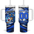Personalised Adelaide Strikers Cricket Fan Pride Tumbler With Handle Dynamic Cricket Graphic Art With Adelaide City Skyline