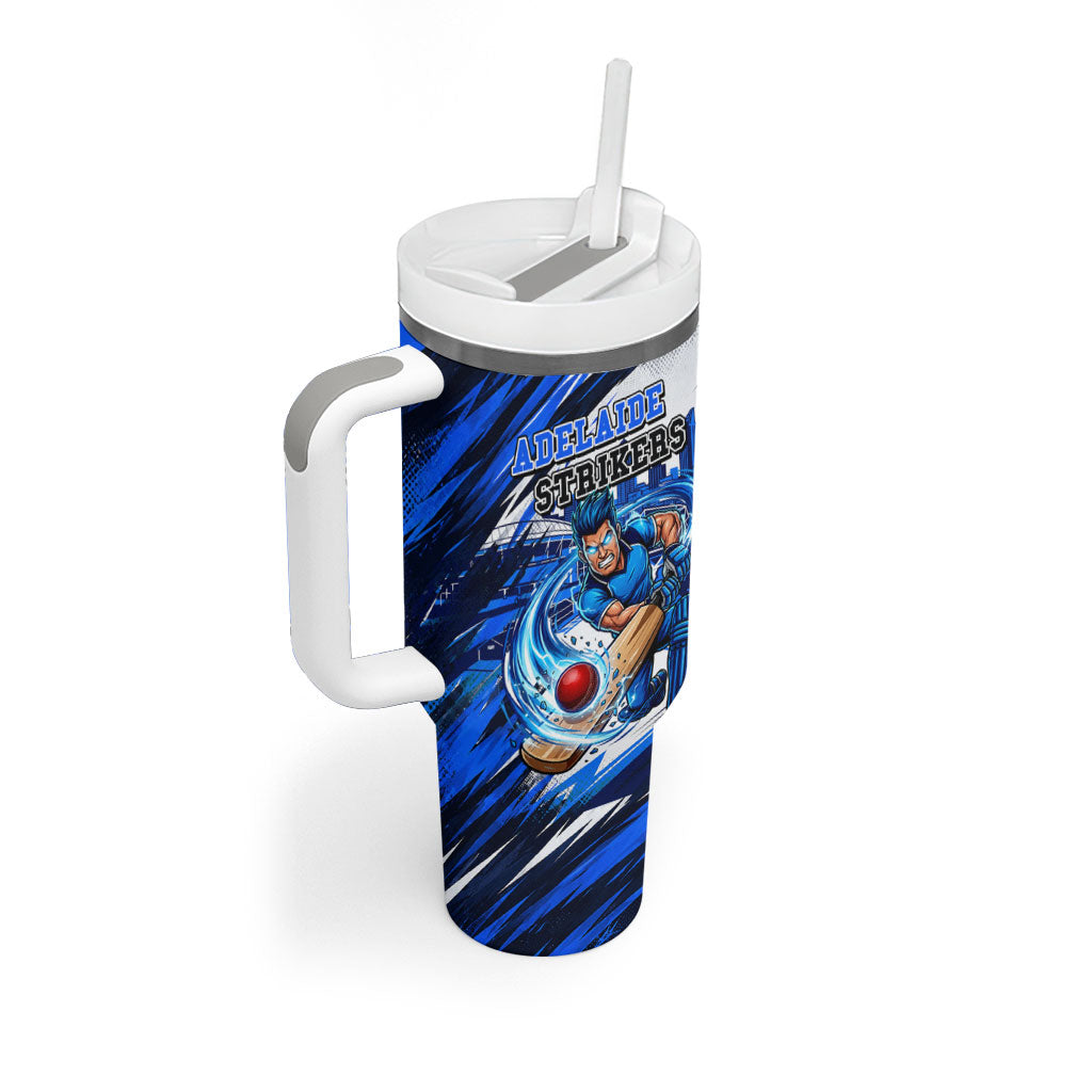Personalised Adelaide Strikers Cricket Fan Pride Tumbler With Handle Dynamic Cricket Graphic Art With Adelaide City Skyline