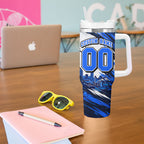 Personalised Adelaide Strikers Cricket Fan Pride Tumbler With Handle Dynamic Cricket Graphic Art With Adelaide City Skyline