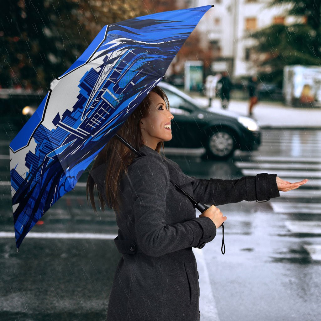 Personalised Adelaide Strikers Cricket Fan Pride Umbrella Dynamic Cricket Graphic Art With Adelaide City Skyline