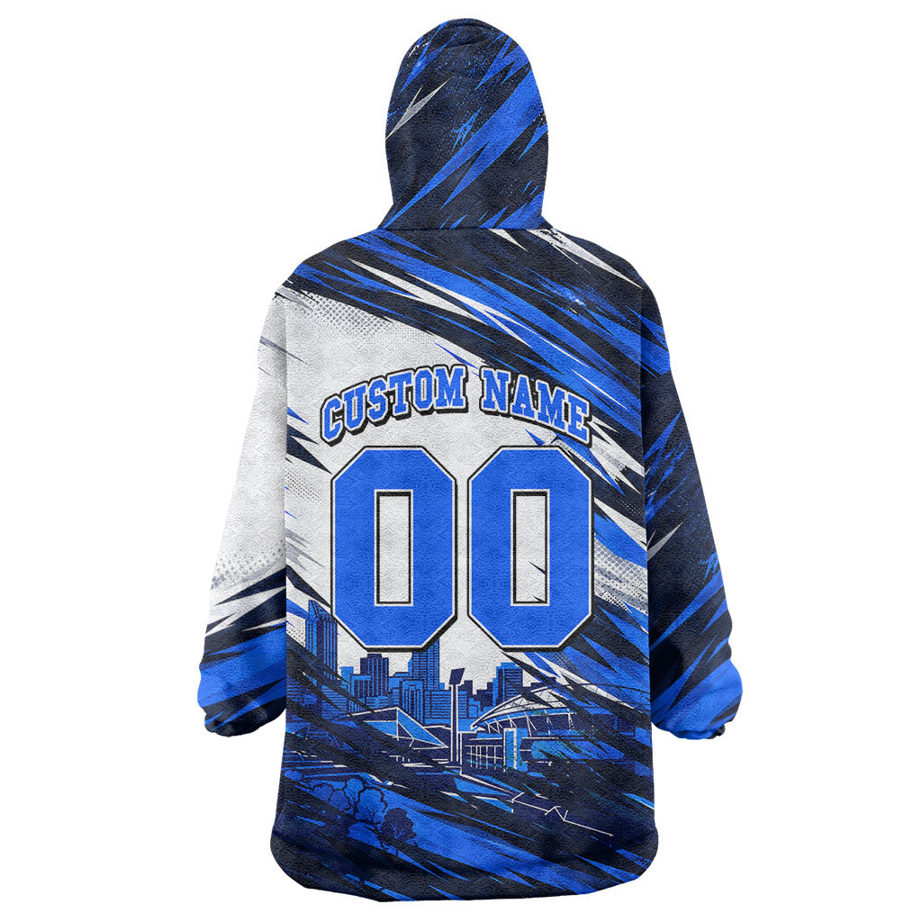 Personalised Adelaide Strikers Cricket Fan Pride Wearable Blanket Hoodie Dynamic Cricket Graphic Art With Adelaide City Skyline