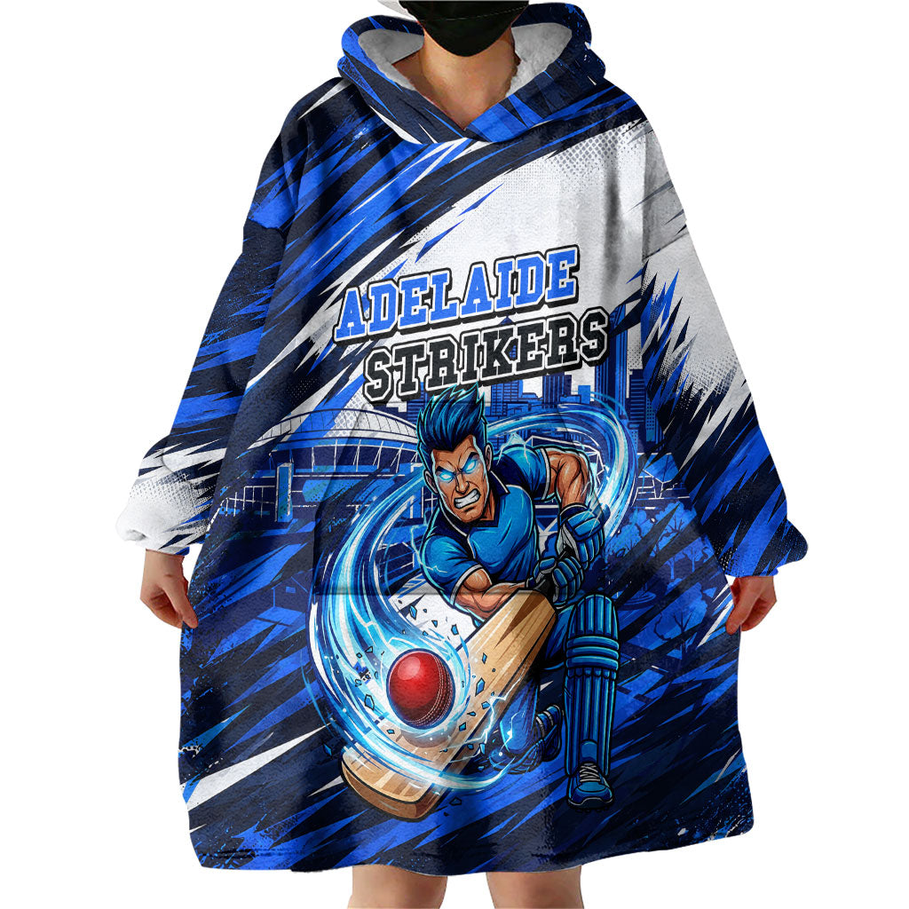Personalised Adelaide Strikers Cricket Fan Pride Wearable Blanket Hoodie Dynamic Cricket Graphic Art With Adelaide City Skyline