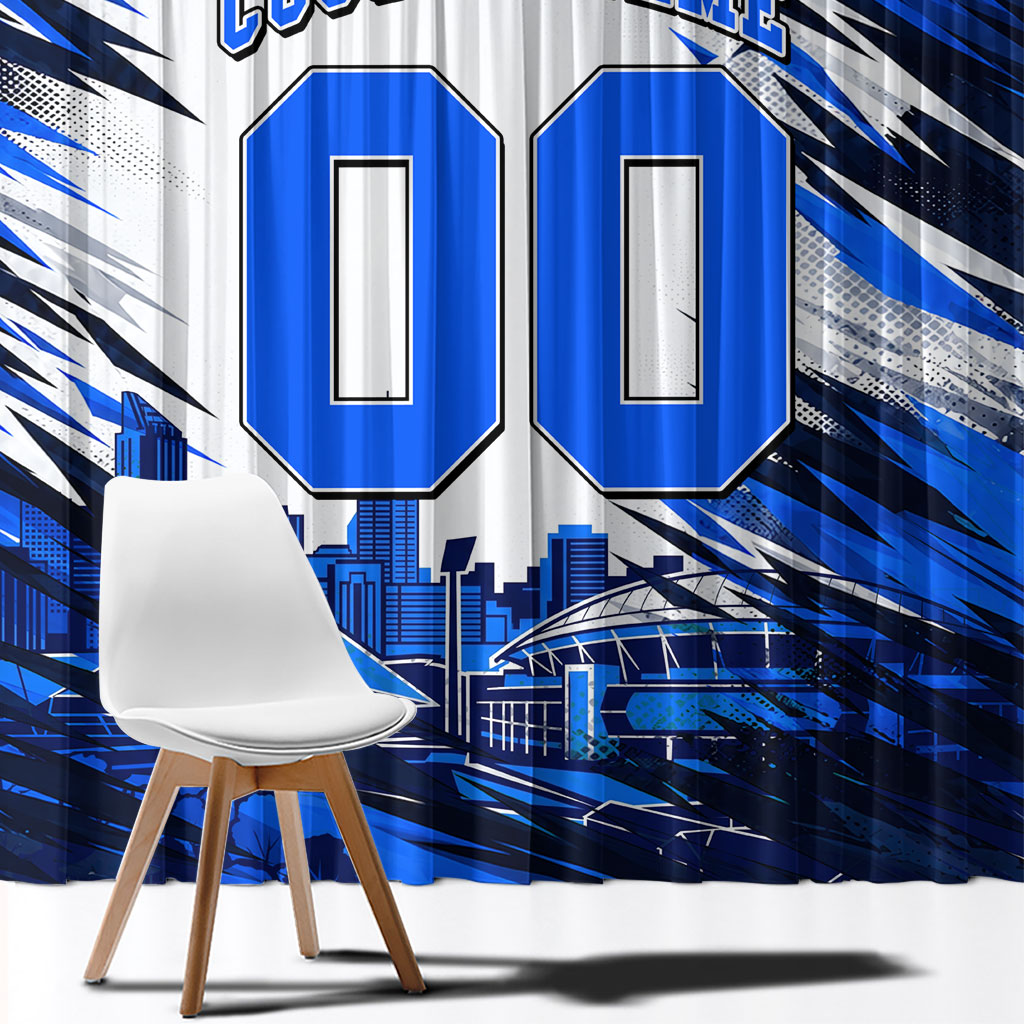 Personalised Adelaide Strikers Cricket Fan Pride Window Curtain Dynamic Cricket Graphic Art With Adelaide City Skyline