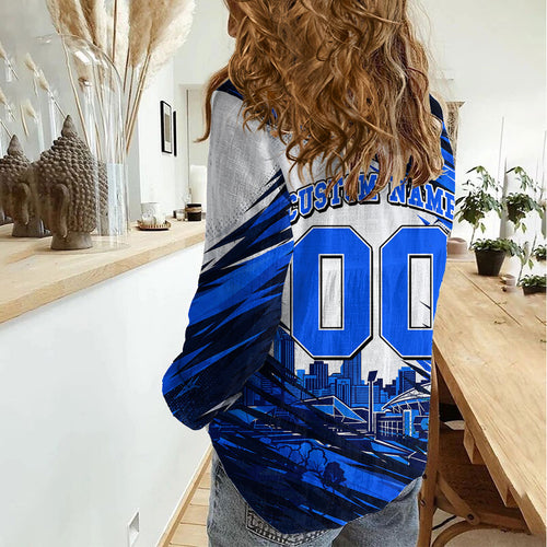 Personalised Adelaide Strikers Cricket Fan Pride Women Casual Shirt Dynamic Cricket Graphic Art With Adelaide City Skyline