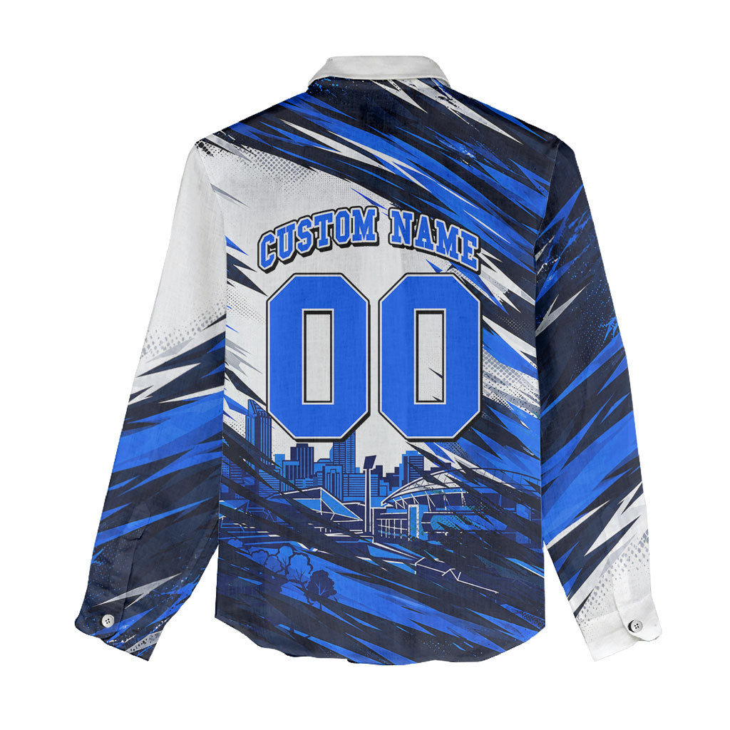 Personalised Adelaide Strikers Cricket Fan Pride Women Casual Shirt Dynamic Cricket Graphic Art With Adelaide City Skyline