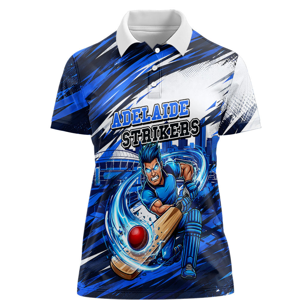 Personalised Adelaide Strikers Cricket Fan Pride Women Polo Shirt Dynamic Cricket Graphic Art With Adelaide City Skyline