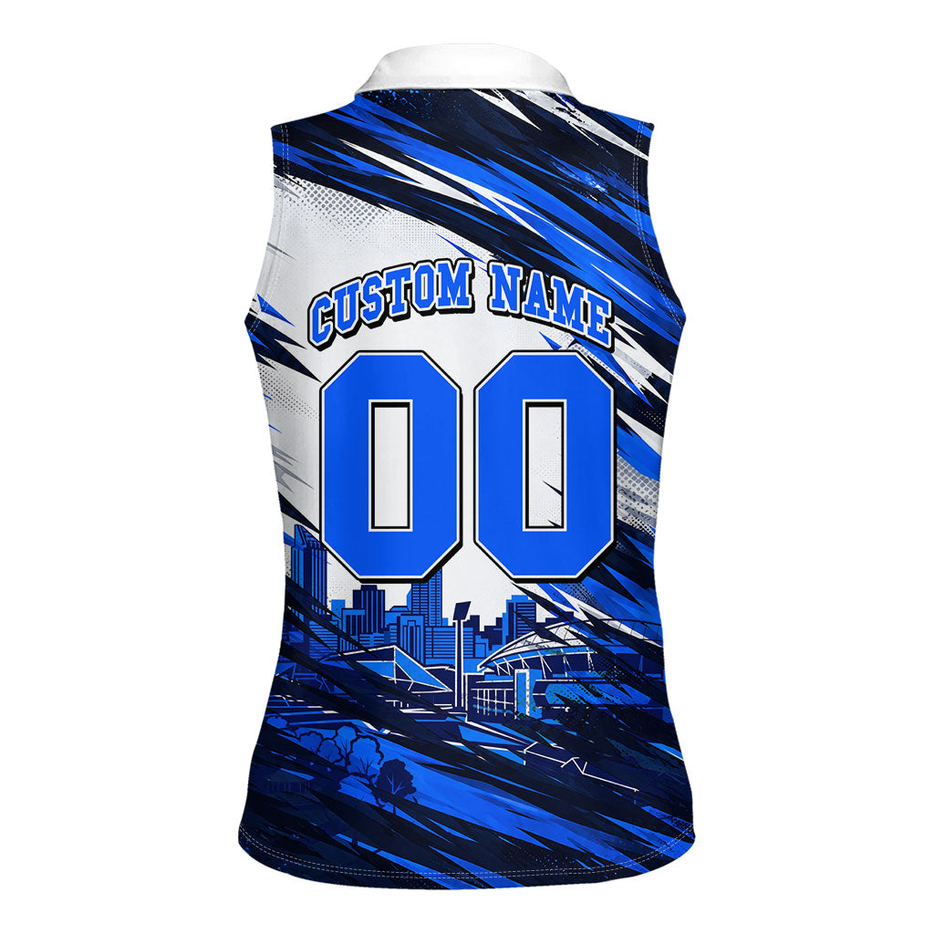 Personalised Adelaide Strikers Cricket Fan Pride Women Sleeveless Polo Shirt Dynamic Cricket Graphic Art With Adelaide City Skyline