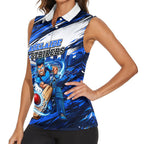 Personalised Adelaide Strikers Cricket Fan Pride Women Sleeveless Polo Shirt Dynamic Cricket Graphic Art With Adelaide City Skyline