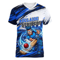 Personalised Adelaide Strikers Cricket Fan Pride Women V-Neck T-Shirt Dynamic Cricket Graphic Art With Adelaide City Skyline